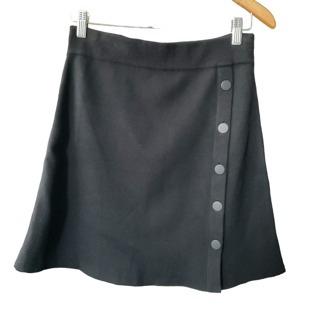 Massimo Dutti Black Knit Buttoned Mini Skirt Medium